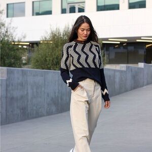 Scotch & Soda Navy and White Patterned Sweater